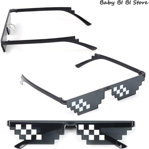 1Pc Thug Life Glasses Deal With It Glasses Pixel Women Men Black Sunglasses