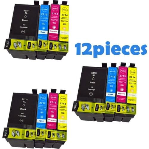12pcs T2711 For Epson ink cartridges T2711 T2712 T2713 T2714 for Epson WorkForce WF-7110 WF-7610 WF-7620 WF-3620 WF-3640 printer