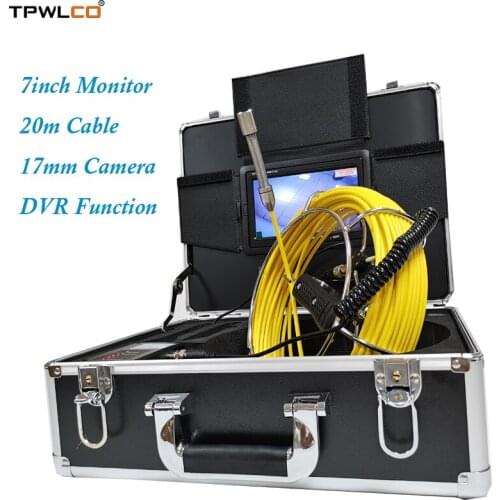 20meter Cable 17mm Sewer Drain Cleaner Waterproof Camera 7inch Monitor Pipe Inspection Camera System 8GB SD Card With DVR