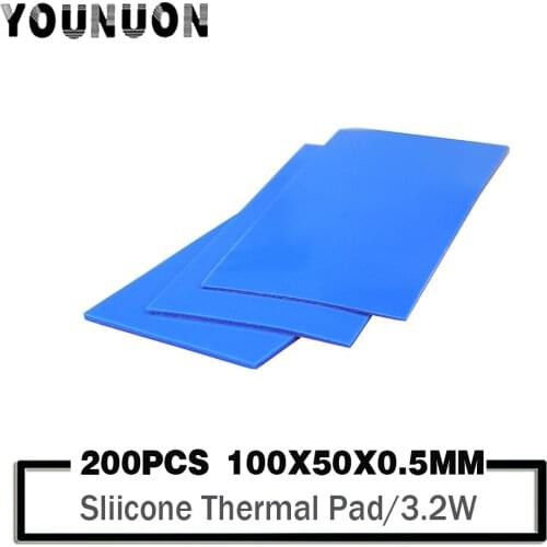 200PCS 100X50X0.5MM Computer GPU CPU Heatsink Cooling Conductive Silicone Thermal Pad 100mm*50mm 0.5mm Thickness