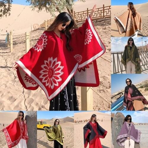 2021 Square Female Poncho 130*150cm Imitation Cashmere Wool Women Scarf Femme Pashmina Shawl Show Blanket Coat Winter Excharpe