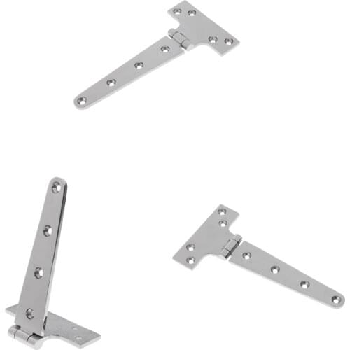 3x Door Barn Trailer Shed Gate Strap T Hinge Heavy Duty Marine Hardware - 316 Stainless Steel - 20.3x9.8x0.5cm