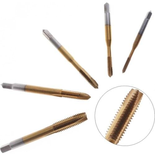 5pcs Titanium Screw Thread Metric Tap Die Machine Drill Screw Thread Hand Tools 3 Flute with M3-M8 Diameter and 3 Flute f