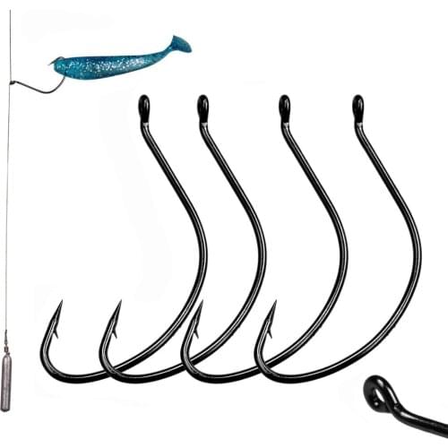 50pcs Offset Fishing Hooks Wacky Rig Drop Shot Hook Crank Worm Fishhook Bass Fishing Tackle #6 #4 #2 #1 #1/0 #2/0 #3/0