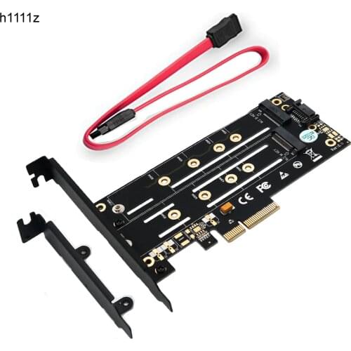 PCI-E Adapter Card B-key + M-key M.2 NGFF + NVME Dual Interface PCIE M2 SATA Riser Adapter For 2230 2242 2260 2280 22110 M.2 SSD