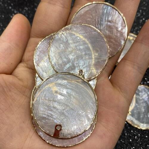 4Pcs Pendant Accessories Round Wafer Mirror Shell Pendant For Jewelry Making Necklace Earring Handiwork Sewing Accessory