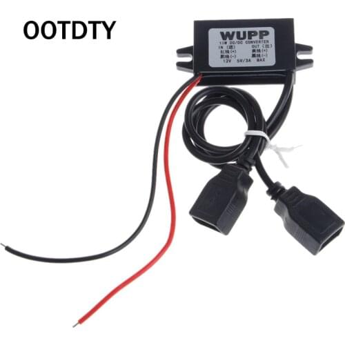 Car DC 12V to 5V 3A 15W Hard Wired Step Down Dual USB Charger For Dashcam Phone