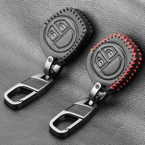 Genuine Leather 2 Button Car Remote Key Fob Case Protect Cover For Suzuki jimny SX4 Swift Vitara Key Shell Holder Accessories