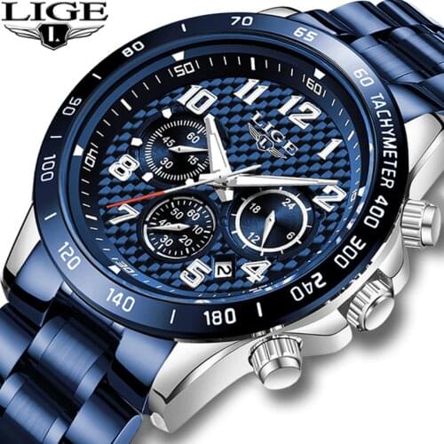 LIGE Watches Mens Watch Quartz Clock Male Fashion Stainless Steel Wristwatch with Auto Date Design Casual Business New Watch