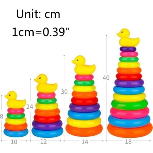 Toddler Bath Toys for Kids1-3 Year Old with Duck Stacked Circles Baby Birthday Gifts Creative Baby Water Colorful Toys