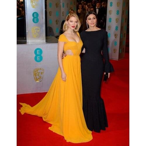 Elegant Floor Length Evening Dress Unique Design Tops Chiffon Long Train Prom Gown for Wedding Party Custom Made