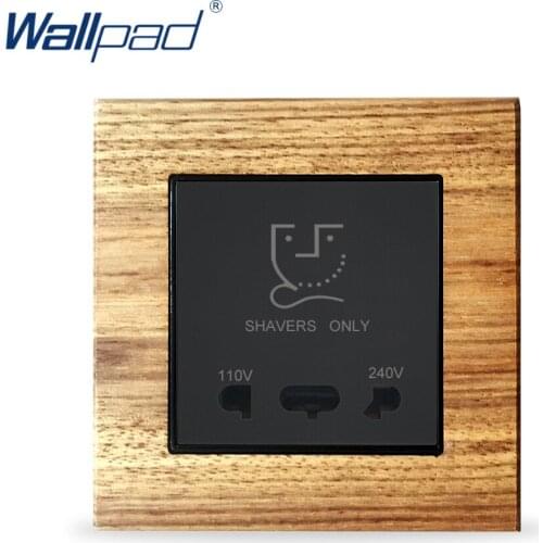 Shaver Socket Wallpad Luxury Wooden Panel Electric Wall Power Socket Electrical Outlets For Home