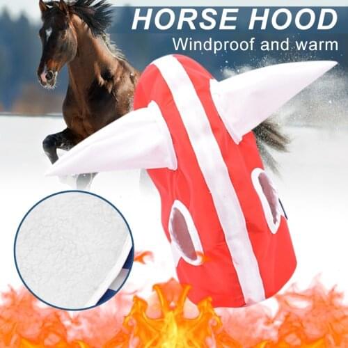 Novelty Winter Horse Hood Head Cover Plush Lined Headwear for Foal Horse Warm Clothing SAL99