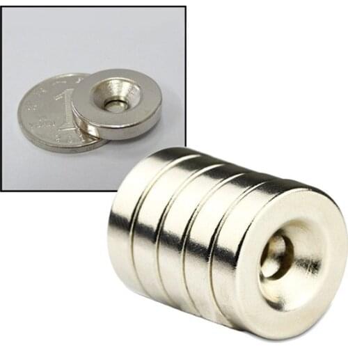Hot Selling 5pcs Lot N50 Strong Powerful Round Rare Earth Neodymium Magnets 20 X 5mm Countersunk Hole