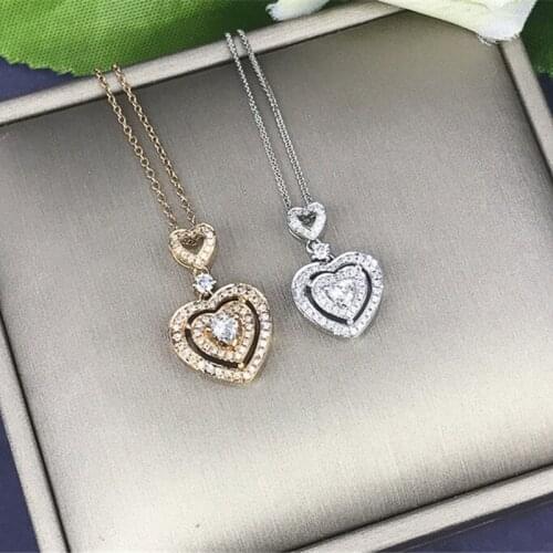 Huitan New Trendy Love Heart Necklaces Women Romantic Wedding Engagement Accessories Anniversary Gift Party Jewelry Hot Selling