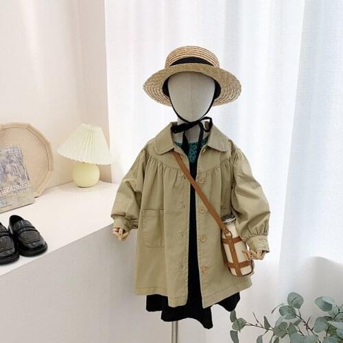 Outerwear Coat Jacket Turn Down Collar Single Breasted Solid Regular Cotton New Fashion Simple Cute Cool Spring Autumn Girls