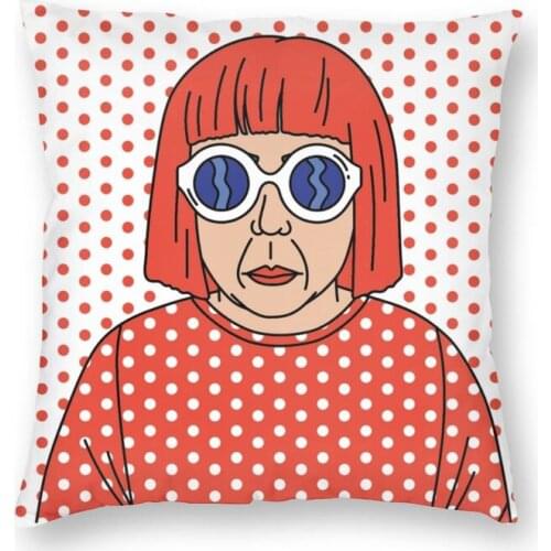 Cool Yayoi Kusama Polka Reds Square Pillowcover Home Decor Japanese Artist Cushion Cover Throw Pillow for Car Double-sided