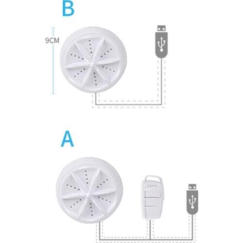 Multifunctional Ultrasonic Washing Machine 9cm Round Mini Portable Cleaning Tool for Travel Outdoor Use M56