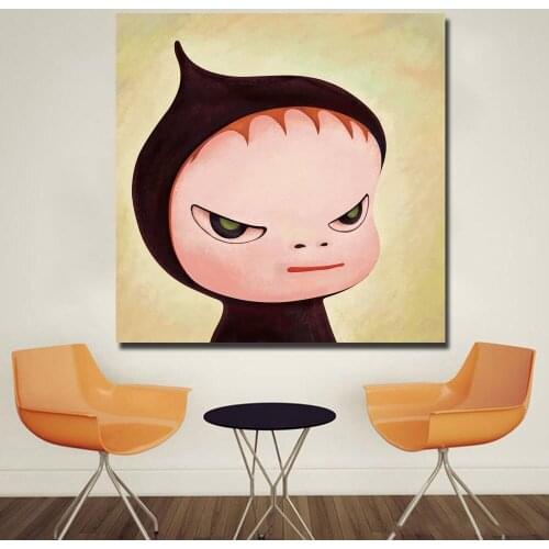 Nara Yoshitomo Alec Monopoly Cartoon Oil Painting Hand Made On Canvas Graffiti Art Oil Painting For Kids Wall Decoration