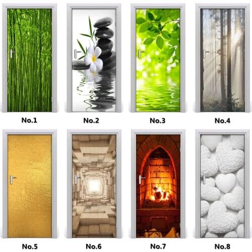 Custom Size Door Sticker ModernLandscape Wallpaper Stickers Protection Sticker 3d Print Home Decor Wallpaper Door Cover Gift