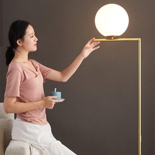 IC Lights Floor Creative minimalist lamp Glass Ball Standing Lamp For Living Room Bedroom Art Home Decoration gold floor lamp
