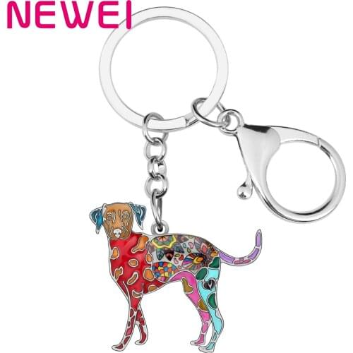 Newei Enamel Alloy Metal Dalmatian Dog Key Chains Anime Lovely Animal Key Rings Jewelry For Women Girls Teens Charm Accessories