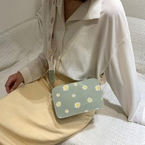 New Fashion PU Leather Lady Travel Shoulder Pouch Nylon Casual Crossbody Bag Elegant Messenger Summer Printed Small Square Bag