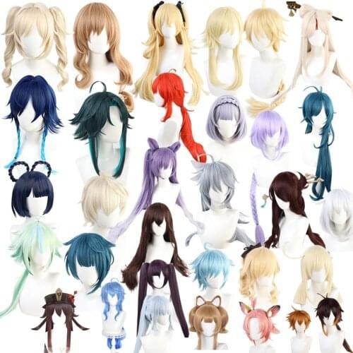 Genshin Impact Aehert Amber Keqing Lumine Venti Barbara Diluc Kaeya Noelle Traveler Cosplay Wigs Heat Resistant Synthetic Hair