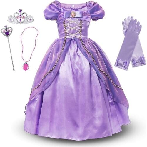 Princess Rapunzel Dress for Girl Kid Princess Fancy Dress Up Halloween Christmas Party Dresses Baby Tangled Costume Birthday