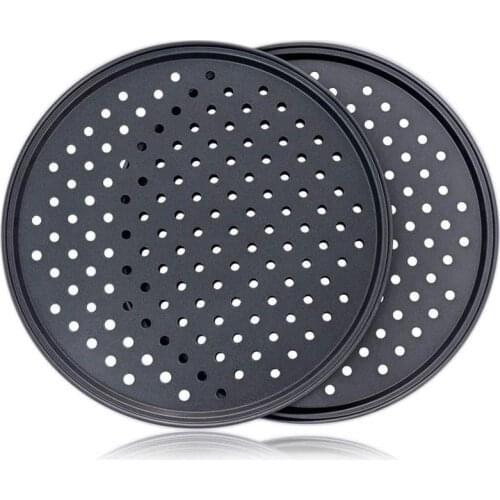 1pcs Flat Tray Oven Punch Carbon Steel Baking Dish Non-stick End Pizza Dish Hard Film Heat-resistant Tray Kitchen Home
