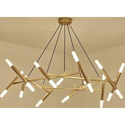 Plated Gold American Led Pendant Light G4 Round Branch Pendant Lamp Luminarias Hanging Lamp Led Suspension For Living Room