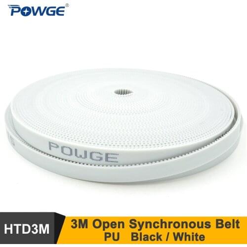 POWGE 50meters HTD 3M Timing Belt 3M-15 Width 15mm White HTD3M PU Open Belt 3M 15 S3M Belt For CNC Laser Machine Cutting Machine