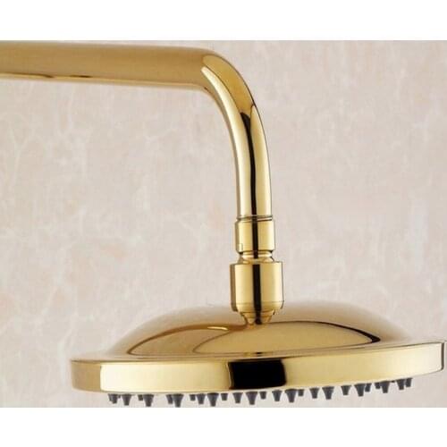 8 Inch Luxury Gold Color Rainfall Polished Brass Water Saving Round Top Rain Shower Head Bathroom Accessory ash046