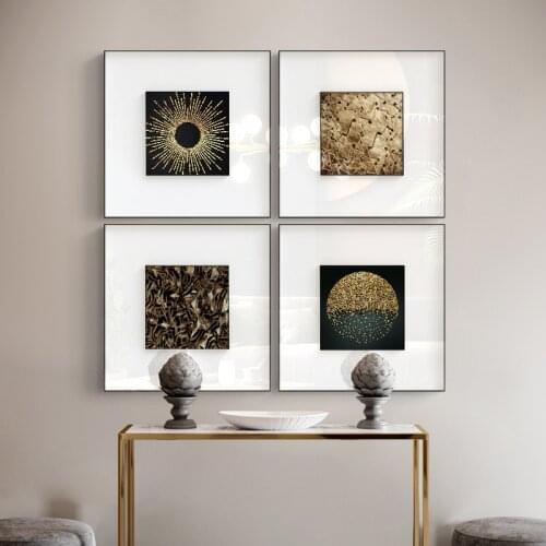 Golden Abstract Luxury Poster Art Painting Home Decoration Wall Art Nordic Canvas Gold Foil Printing Living Room Simple Mural