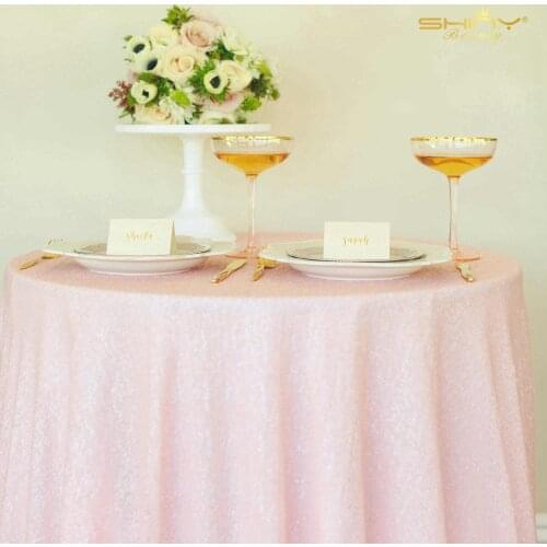 ShinyBeauty 132in Round Pink sequin tablecloth 330cm for Wedding/Party/Banquet-r