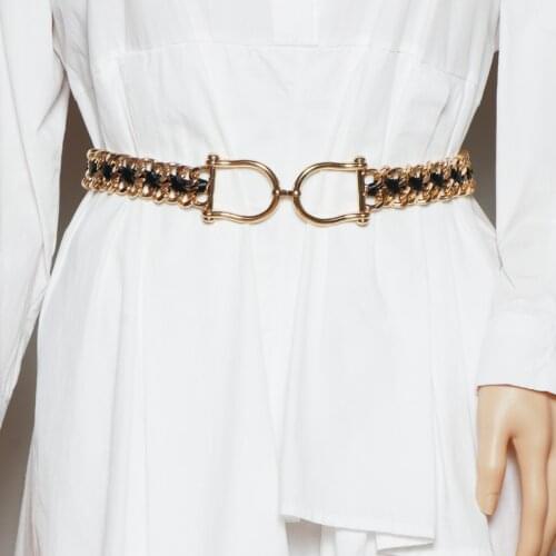 Wide Chain PU Weaving Waist Belt For Women Silver Gold Metallic Waist Chain Belt Women Belly Chain Body Jewelry Waist Chain 2021