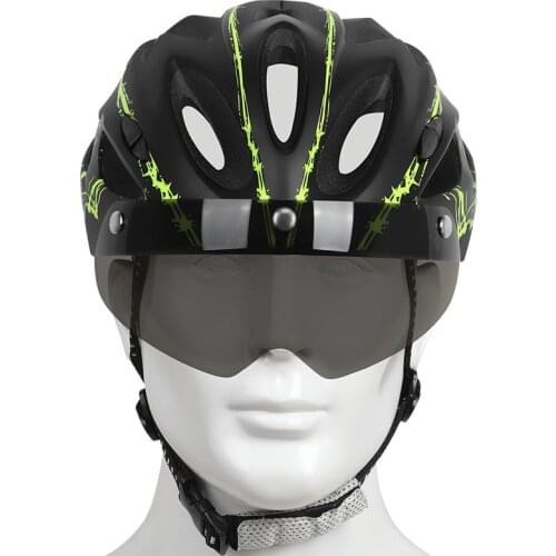 Outdoor Road Mountain Bike Helmet with Rear Light In-mold Riding Cycling Helmet with Visor & TT Lens Sports Mtb Bicycle Helmet