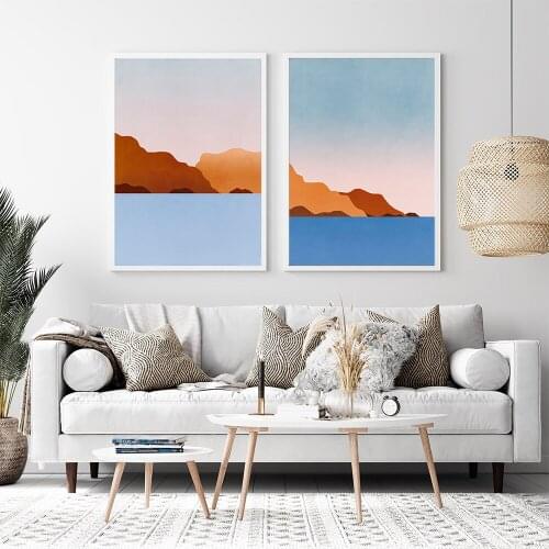 Modern Minimalist Sunset Landscape Canvas Poster Abstract Painting Art Print Wall Picture Livingroom Nordic Scandinavian Decor