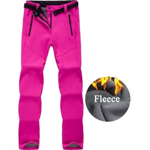 Outdoor Women Thick Warm Fleece Softshell Pants Fishing Camp Hiking Ski Climb Trousers Female Waterproof Trekking Sport Pants
