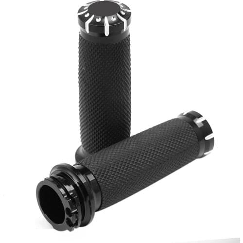 Motorcycle 1.25'' Universal Rubber Hand Grips CNC Handlebar For Harley Sportster 883 1200 Iron XL VRSC Touring Dyna Softail
