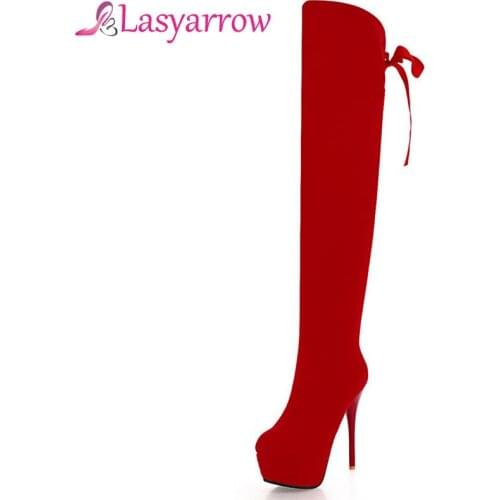 Lasyarrow Big Size Women Boots 2018 Winter Autumn High Heels Platform Long Boots For Wedding Party Sexy Ladies Stiletto Pumps