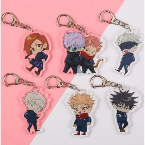 1 Pcs Cute Anime Jujutsu Kaisen Keychains Figure Gojo Satoru Yuji Itadori Fushiguro Megumi Acrylic Pendant Keyrings Toys Gifts