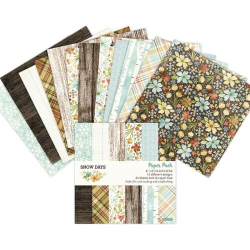 24pcs Snow Day Scrapbooking Packs Paper 6'' Background Pads Origami Arts Crafts DIY Paper Card Making Scrapbook Paper Wrap Paper