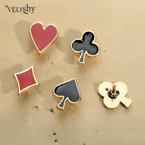 4pcs Cute Poker Brooch Pins For Men Women Bags Hat Badges Heart Brooch Needle Collar Pin Jewelry Accessories