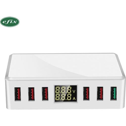 40W 6 port USB Charger Fast Charging Station Quick Charge 3.0 Phone Charger For iPhone X Xiaomi Samsung LED Display USB Adapter