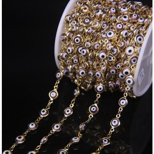 6mm purple Flat Round Beads Rosary Chain Findings Jewelry Bulk,Drip Oil Enamel Glass Coin Golden Chain Bracelet Wholesale,5meter