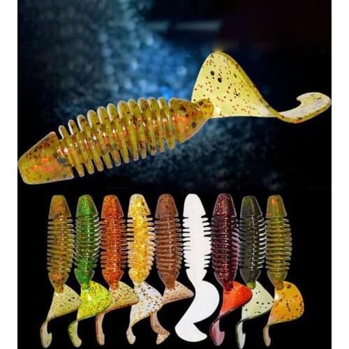 6PCS 6CM 3G Fishing Lure Fishing Tools Curl Worm Soft Bait Wobbler Artificial Shrimp Odor With Salt Rubber Bass Lure Long Tail