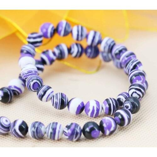 8mm Accessories Series Stripe Blue Turkey stone Round loose beads Jewelry making design wholesale 15inch Girls Accessory Parts