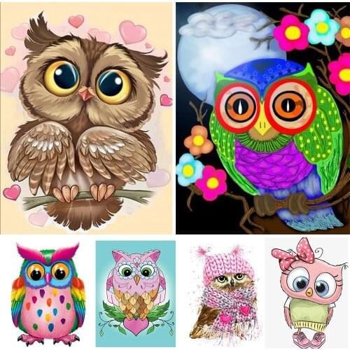 New Diamond Mosaic Childrens Handicrafts Diamond Painting Cartoons Animals Owl Honeybee Cross Stitch Gift KB142