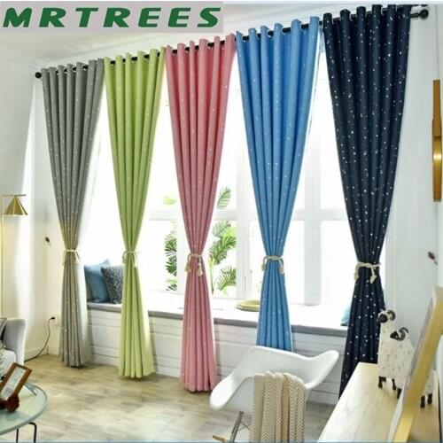 Shiny Stars Children Cloth Curtains For Kids Boy Girl Bedroom Living Room Blue/Pink Blackout Cortinas Custom Made Drapes